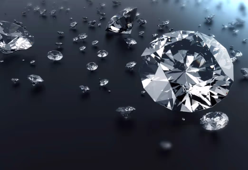 Diamonds on black backdrop.