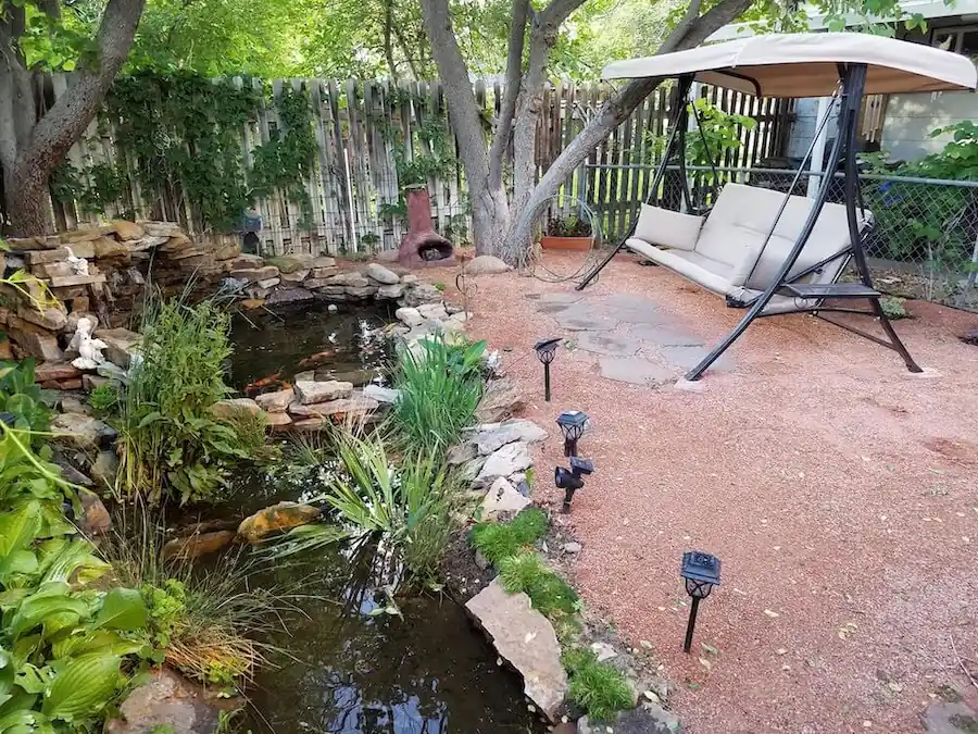 Really nice koi pond area.